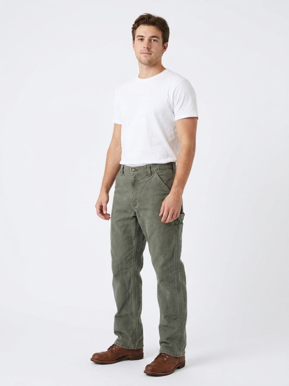 Carhartt Heavyweight Canvas Duck Carpenter Pants Moss Green